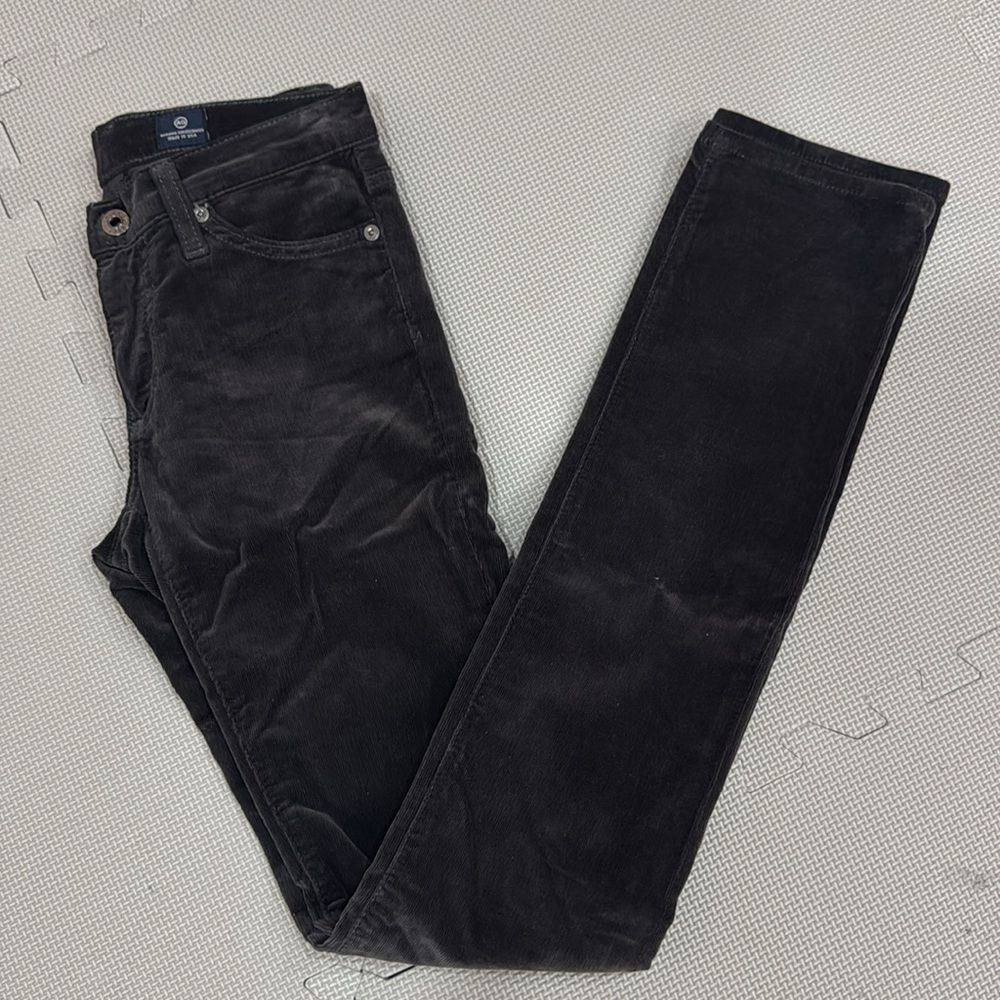 AG Adriano Goldschmied skinny straight grey velvet pants size 24R
